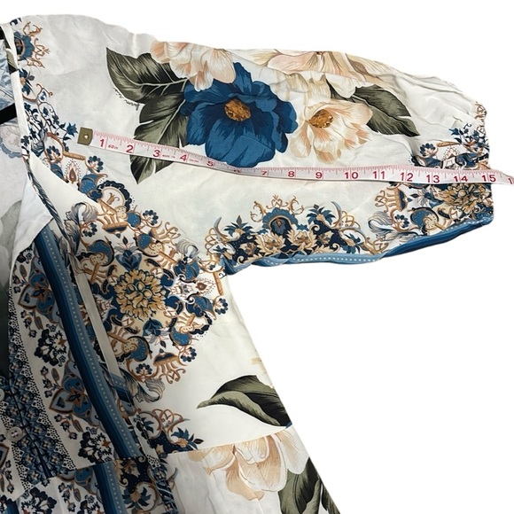 NWT Farm Rio Blue and White floral short sleeve v neck maxi dress sz M - Picture 11 of 11